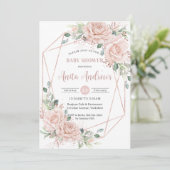 シック赤面フローラバラ金ゴールドベビーシャワーQRコード 招待状 (スタンド正面)