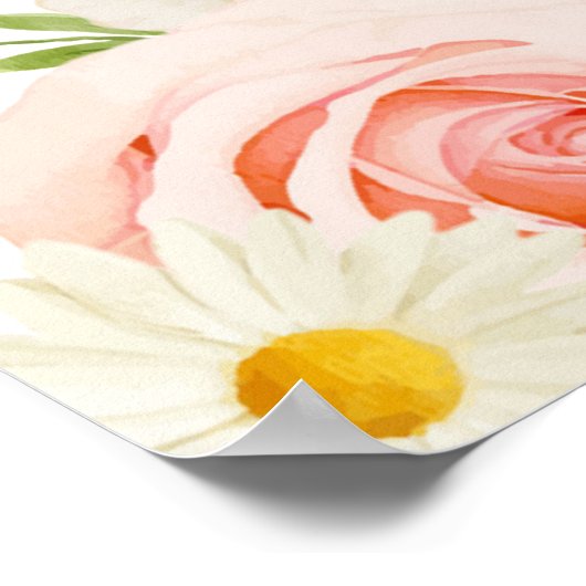 シック赤面フローラブライダルシャワーへようこそ ポスター (角)