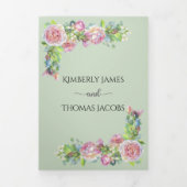 シック赤面フローラ結婚ズトリフォールド招待状 三つ折り招待状 (カバー)