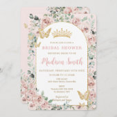 シック赤面フローラ蝶王室のブライダルシャワー 招待状 (正面/裏面)