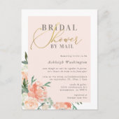 シック赤面フローラ金ゴールドブライダルシャワーバイメール インビテーションポストカード (正面)
