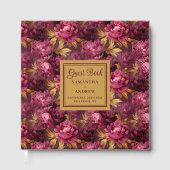 シック赤面ブルゴーニュ結婚金ゴールドズゲストブック ゲストブック (正面)