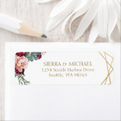 シック赤面ブルゴーニュ結婚金ゴールド差出人住所 ラベル (インサイチュ)