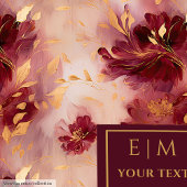 シック赤面ブルゴーニュ金ゴールドウォーターカラーボホカスタム フリースブランケット