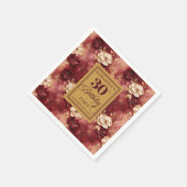 シック赤面ブルゴーニュ金ゴールドボホ30th誕生日パーティー スタンダードカクテルナプキン (角)