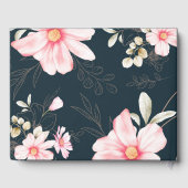 シック赤面ブルーフローラ結婚写真 ゲストブック (裏面)