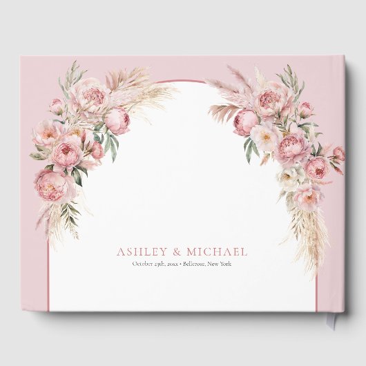 シック赤面プアニスパンパスボホアーチユーカリ ゲストブック (裏面)