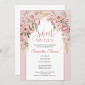 シック赤面プアニスパンパスボホアーチユーカリ 招待状 (正面/裏面)