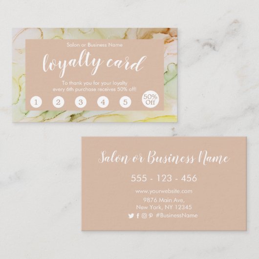 シック赤面抽象芸術サロンロイヤリティカード ロイヤリティカード (正面/裏面)