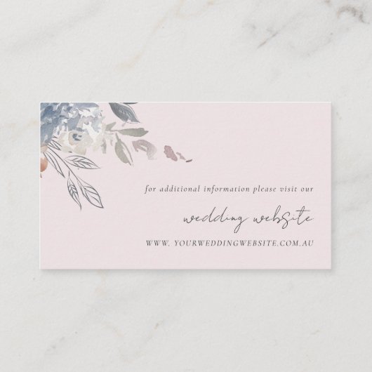 シック赤面水彩色フローラ結婚のウェブサイト エンクロージャーカード (裏面)