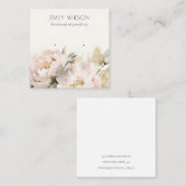 シック赤面牡丹ウォーター色フローライヤリングディスプレイ スクエア名刺 (正面/裏面)