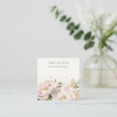 シック赤面牡丹ウォーター色フローライヤリングディスプレイ スクエア名刺 (スタンド正面)