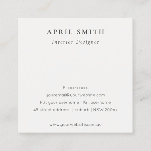 シック赤面牡丹ウォーター色フローラサンキューオーダー スクエア名刺 (裏面)