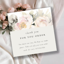 シック赤面牡丹ウォーター色フローラサンキューオーダー スクエア名刺