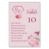 シック赤面結婚ピンクの座席 テーブルナンバー (正面)