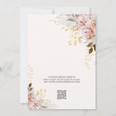 シック赤面花びらプロセッコQRコードブライダルシャワー 招待状 (裏面)