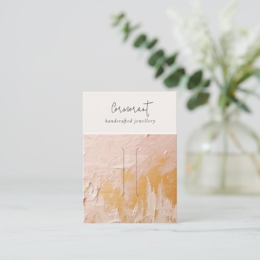 シック赤面金ゴールド油絵を描テクスチャーヘアピンディスプレイ 名刺 (スタンド正面)