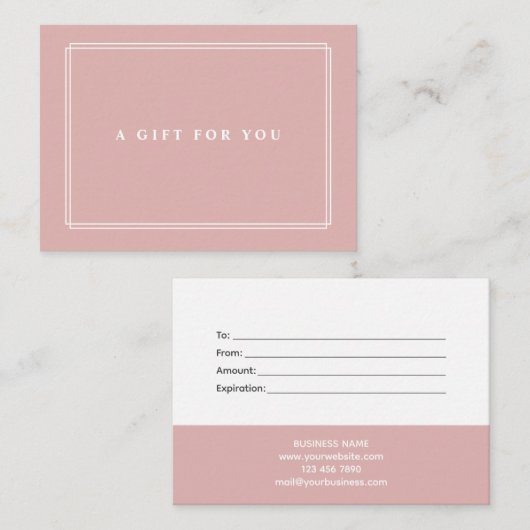 シック赤面 |ほこりエレガントピンクのギフト券 ノートカード (正面/裏面)