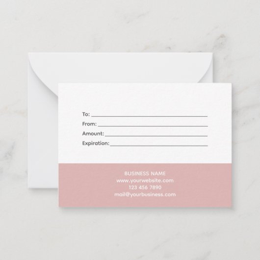 シック赤面 |ほこりエレガントピンクのギフト券 ノートカード (裏面)