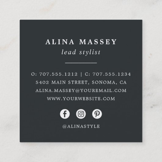 シック赤面 |ソーシャルメディア スクエア名刺 (裏面)