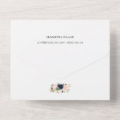 シック赤面&ネイビー結婚フローラのQRコード写真 オールインワン招待状 (裏面)