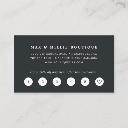 シック赤面 |ピンクエレガントとブラックブティック ロイヤリティカード (裏面)