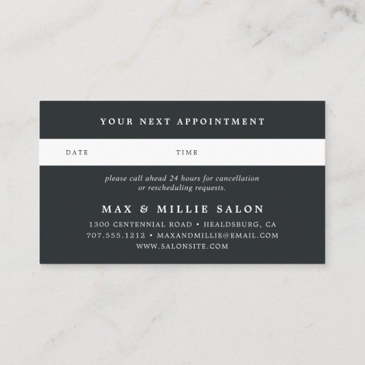 シック赤面 |ピンクエレガントとブラック 予約カード (裏面)