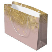 シック赤面 | 金ゴールドダストスパークルモノグラム結婚ズ ラージペーパーバッグ (裏面アングル)