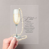 シック透明パール&プロセッコブライダルシャワー アクリル招待状 (インサイチュ (ポータブル))