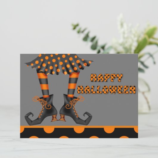 シック邪悪な魔女の脚のコスチュームパーティの招待状 招待状 (スタンド正面)