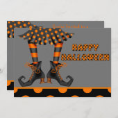 シック邪悪な魔女の脚のコスチュームパーティの招待状 招待状 (正面/裏面)