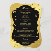 シック金ゴールドとブラック紙吹雪のメニューカード メニュー (正面)