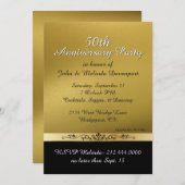 シック金ゴールドとブラック50周年結婚を迎える 招待状 (正面/裏面)