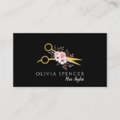 シック金ゴールドはさみサロン 予約カード (正面)