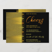 シック金ゴールドアールデコニューイヤーズ招待状 招待状 (正面/裏面)