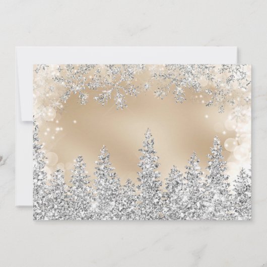 シック金ゴールドウィンターシルバースノー結婚トパイン サンキューカード (裏面)