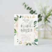 シック金ゴールドウォーターカラーピーニーズブライダルシャワー インビテーションポストカード (スタンド正面)