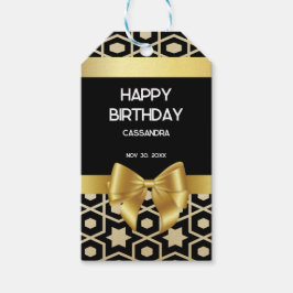 シック金ゴールドエジプトジオメトリック金ゴールドボウハッピーバースデー ギフトタグ