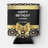 シック金ゴールドエジプトジオメトリック金ゴールドボウハッピーバースデー 缶クーラー (正面)