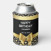 シック金ゴールドエジプトジオメトリック金ゴールドボウハッピーバースデー 缶クーラー (缶裏面)