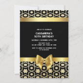 シック金ゴールドエジプトジオメトリック金ゴールドボウブラック誕生日 招待状 (正面)
