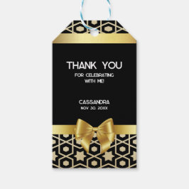 シック金ゴールドエジプトジオメトリック金ゴールドボウ16th誕生日 ギフトタグ