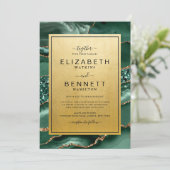 シック金ゴールドエメラルドグリーンアゲート結婚式招待状 招待状 (スタンド正面)