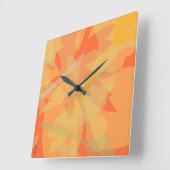 シック金ゴールドオレンジ抽象芸術フローラ スクエア壁時計 (傾斜)