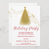 シック金ゴールドクリスマスツリーホリデーパーティー招待状 招待状 (正面/裏面)