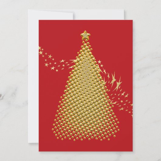 シック金ゴールドクリスマスツリーホリデーパーティー招待状 招待状 (裏面)