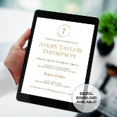 シック金ゴールドクロスウォーター色リースバプテスマテンプレート 招待状