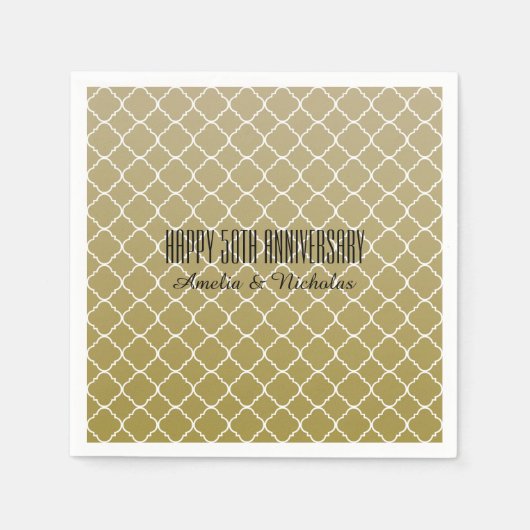 シック金ゴールドクローバー スタンダードカクテルナプキン (正面)