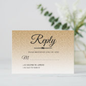 シック金ゴールドグラデーショングリッタースウィート16 RSVP 招待状 (スタンド正面)