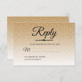 シック金ゴールドグラデーショングリッタースウィート16 RSVP 招待状 (正面/裏面)